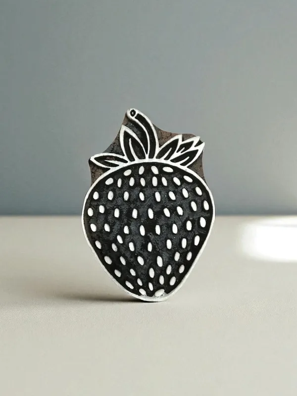 Strawberry Printing Block - Hand Carved Indian Wood Stamp