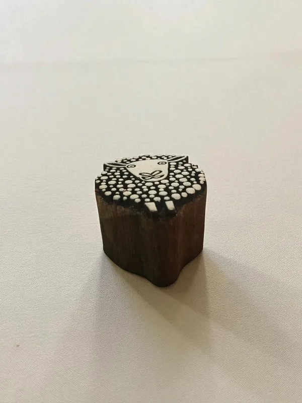 Hand Carved Dotty Sheep Wood Block Stamp: Indian Textile Printing