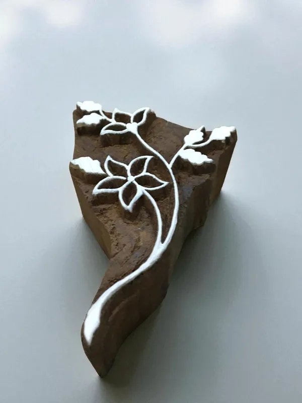 curvy leaves  hand carved Indian wood printing block; textile stamp; pottery stamp,