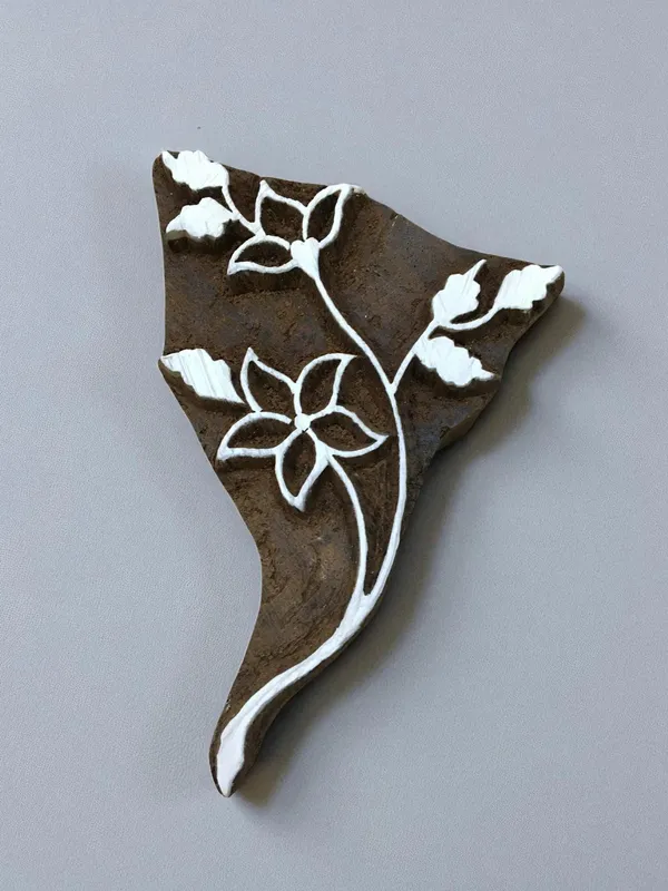 curvy leaves  hand carved Indian wood printing block; textile stamp; pottery stamp,