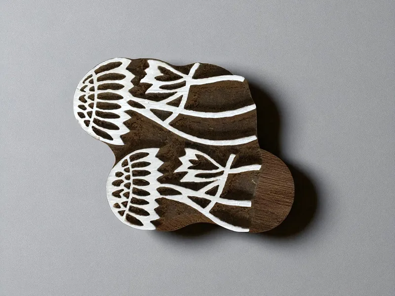 Double Seedhead,  hand carved Indian wood printing block; textile stamp; pottery stamp,