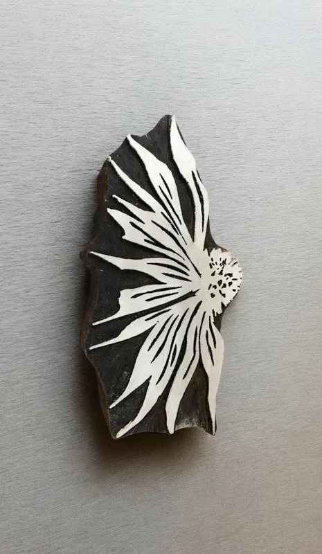 Echinacea  Flower 1,  hand carved Indian wood printing block; textile stamp; pottery stamp,