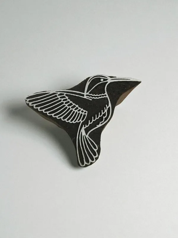 Hand Carved Hummingbird Wood Stamp, Textile Printing, Pottery