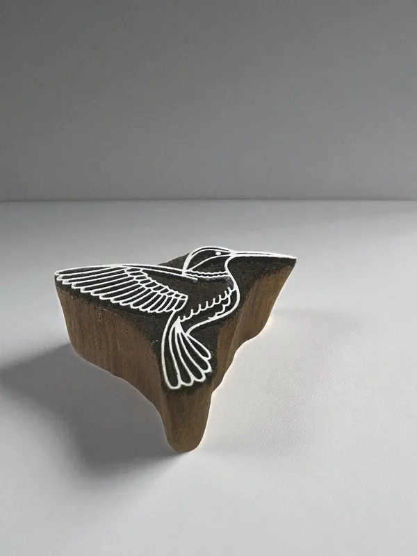 Hand Carved Hummingbird Wood Stamp, Textile Printing, Pottery