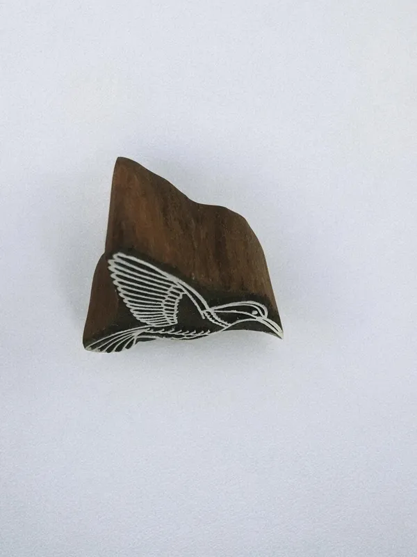Hand Carved Hummingbird Wood Stamp, Textile Printing, Pottery