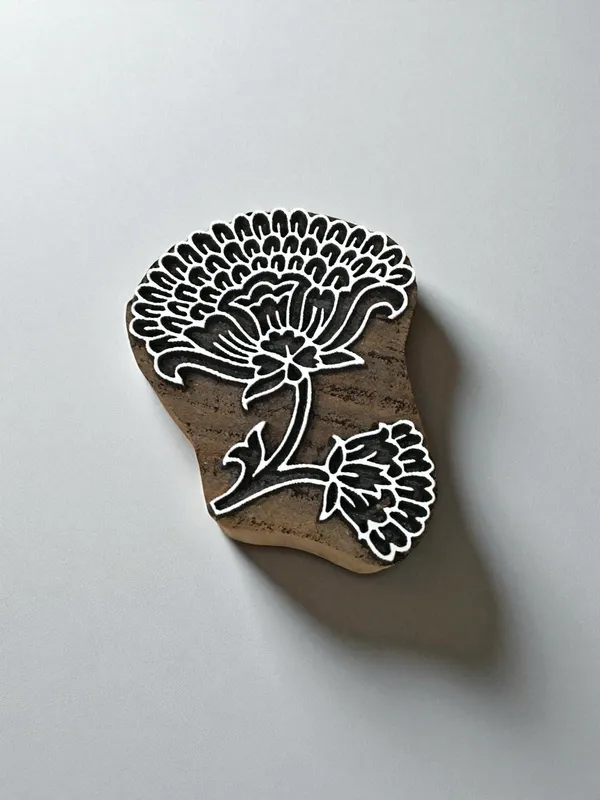 Marigold Flower,  hand carved Indian wood printing block; textile stamp; pottery stamp,