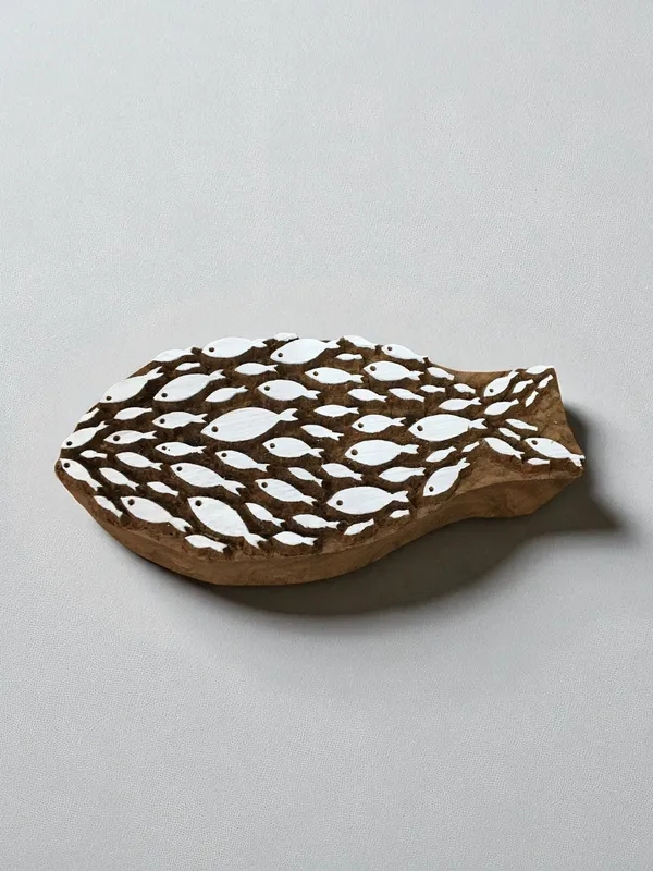 Shoal of Fish Pottery Stamp, Hand Carved Wooden Printing Block