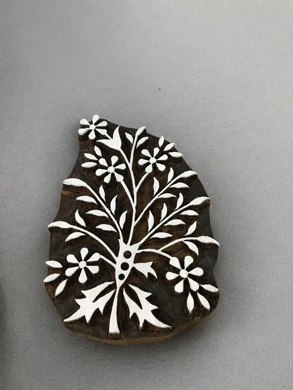 Floral 101,  hand carved Indian wood printing block; textile stamp; pottery stamp,
