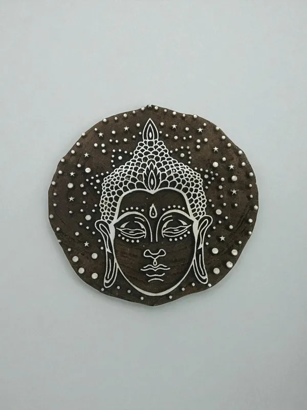 Hand Carved Buddha Head Wood Stamp, Textile Block Print