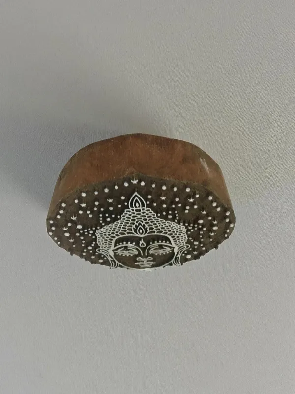 Hand Carved Buddha Head Wood Stamp, Textile Block Print