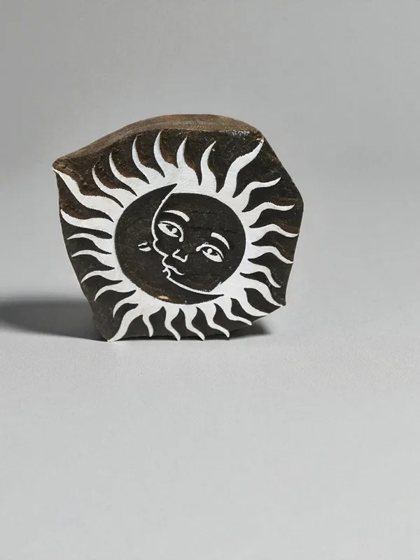 Sun & Moon Conjunction Stamp, Wooden Stamp, Celestial Textile Stamp, Pottery Stamp, Fabric Stamp, Block Print, Journal Stamp