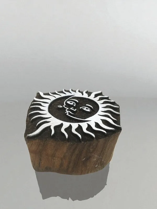 Sun & Moon Conjunction Stamp, Wooden Stamp, Celestial Textile Stamp, Pottery Stamp, Fabric Stamp, Block Print, Journal Stamp