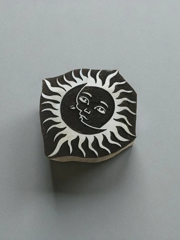 Sun & Moon Conjunction Stamp, Wooden Stamp, Celestial Textile Stamp, Pottery Stamp, Fabric Stamp, Block Print, Journal Stamp