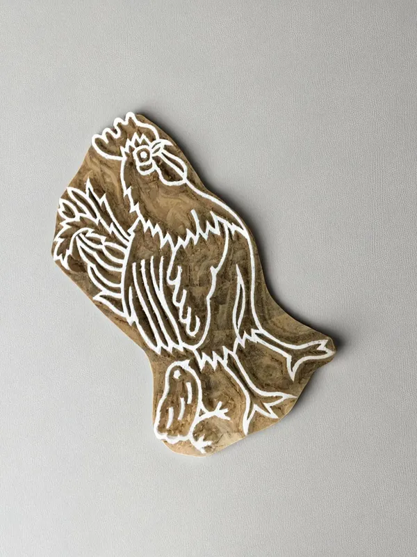 Family Of hen 02  hand carved Indian wood printing block; textile stamp; pottery stamp,