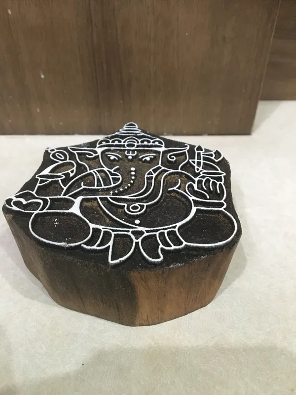 Hand Carved Ganesha Wood Block Stamp, Indian Textile Pottery Print