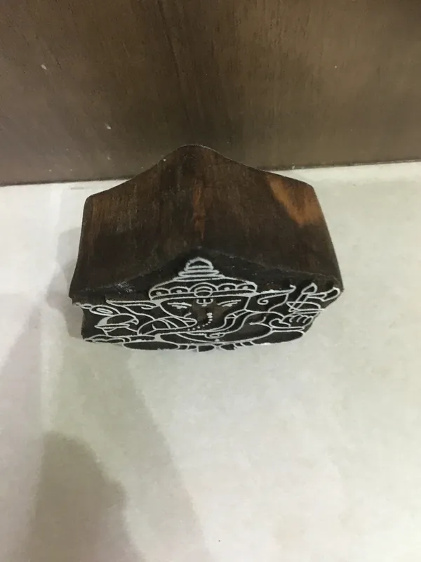 Hand Carved Ganesha Wood Block Stamp, Indian Textile Pottery Print