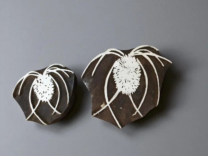 Teasels  hand carved Indian wood printing block; textile stamp; pottery stamp,