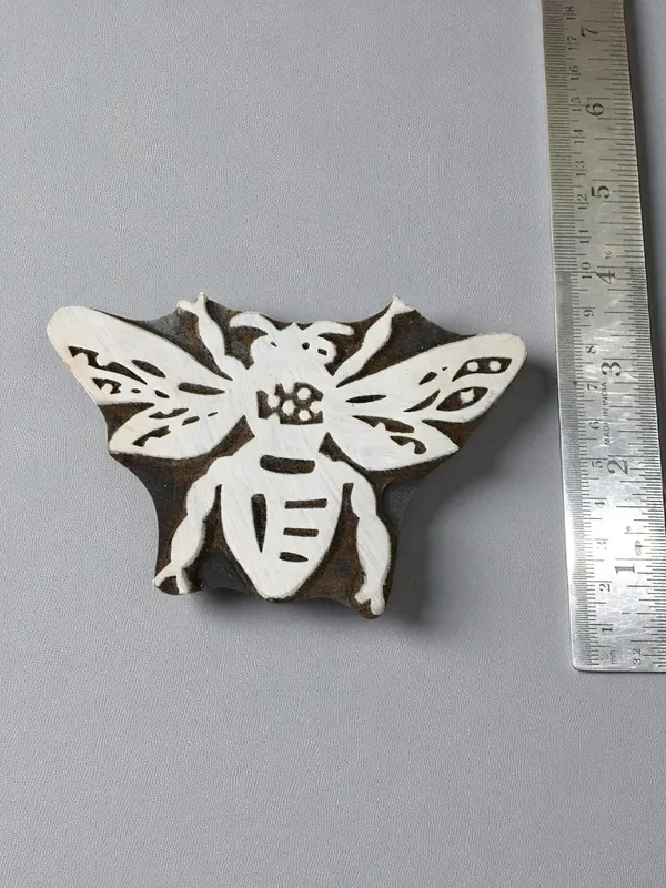 Hornet Bee  hand carved Indian wood printing block; textile stamp; pottery stamp,
