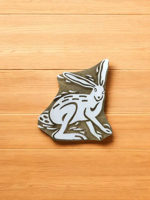 Hare Wooden Printing Blocks: Hand Carved Indian Textile Stamps