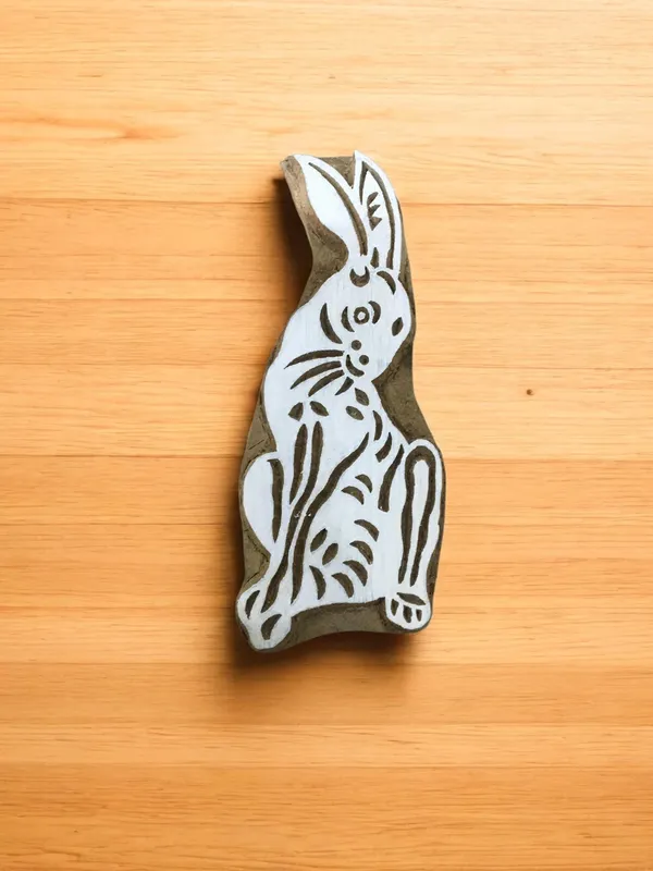 Hare Wooden Printing Blocks: Hand Carved Indian Textile Stamps