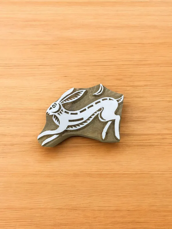 Hare Wooden Printing Blocks: Hand Carved Indian Textile Stamps