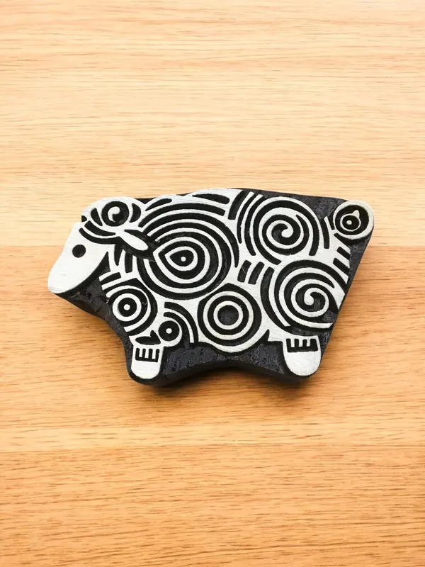 Curly Sheep Wood Printing Block – Indian Textile Stamp, Pottery Stamp