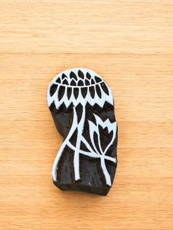 Single Seedhead , hand carved Indian wood printing block; textile stamp; pottery stamp,