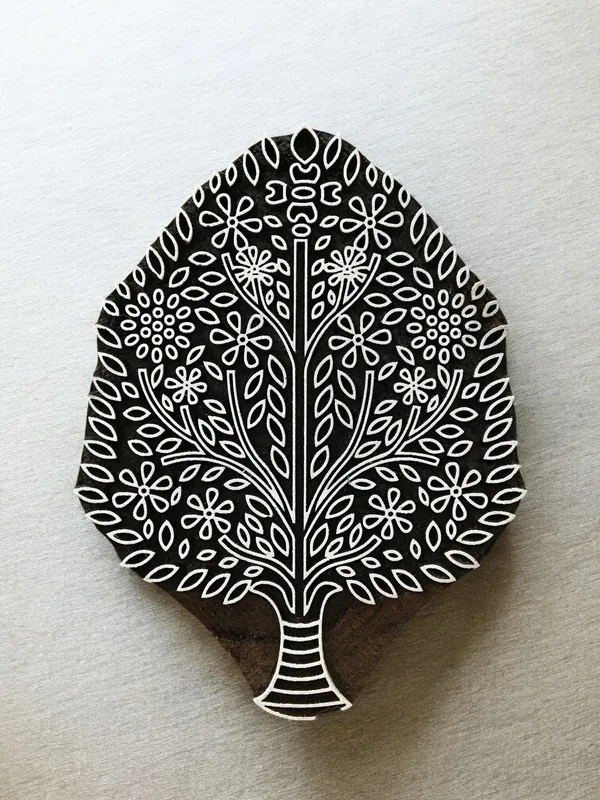 Full Bloom Leaves Tree, wooden stamp, pottery Batik print block