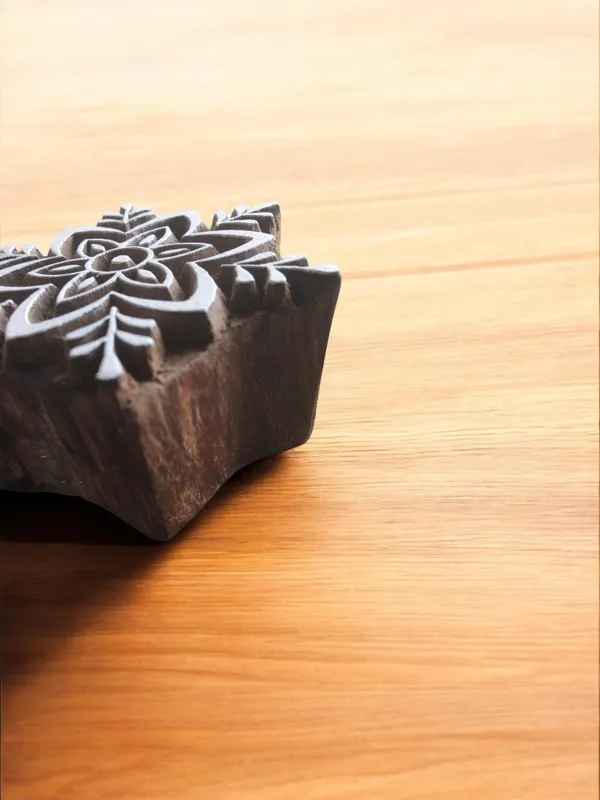 Snow flake Flower, hand carved Indian wood printing block; textile stamp; pottery stamp,