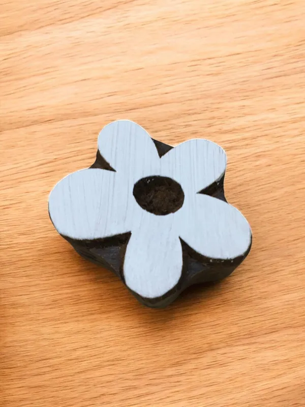 Hand Carved Flower Wood Block Stamp: Indian Textile, Pottery Printing