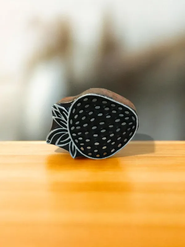 Strawberry Printing Block - Hand Carved Indian Wood Stamp