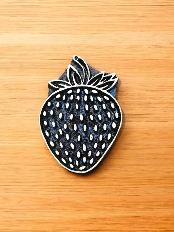 Strawberry Printing Block - Hand Carved Indian Wood Stamp