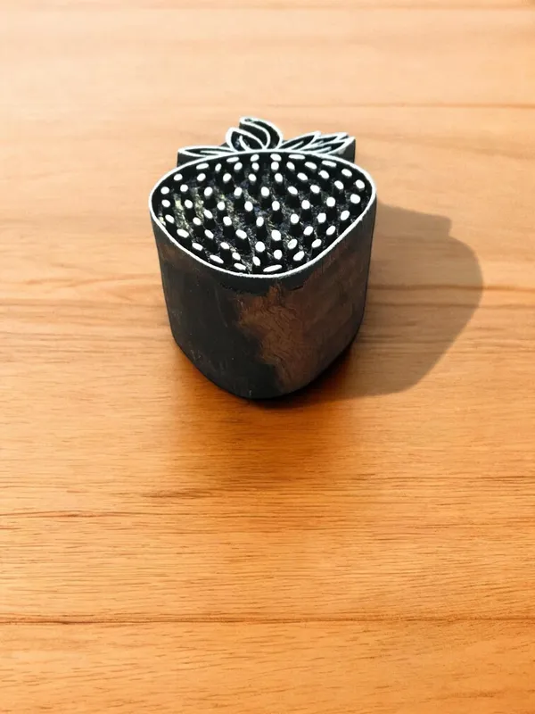 Strawberry Printing Block - Hand Carved Indian Wood Stamp