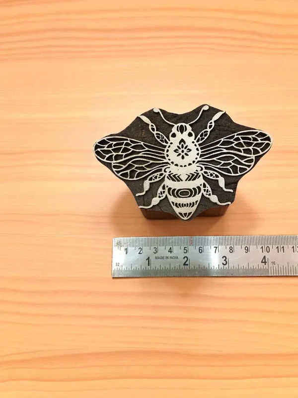 Hand Carved Queen Bee Wood Stamp, Textile Pottery Printing