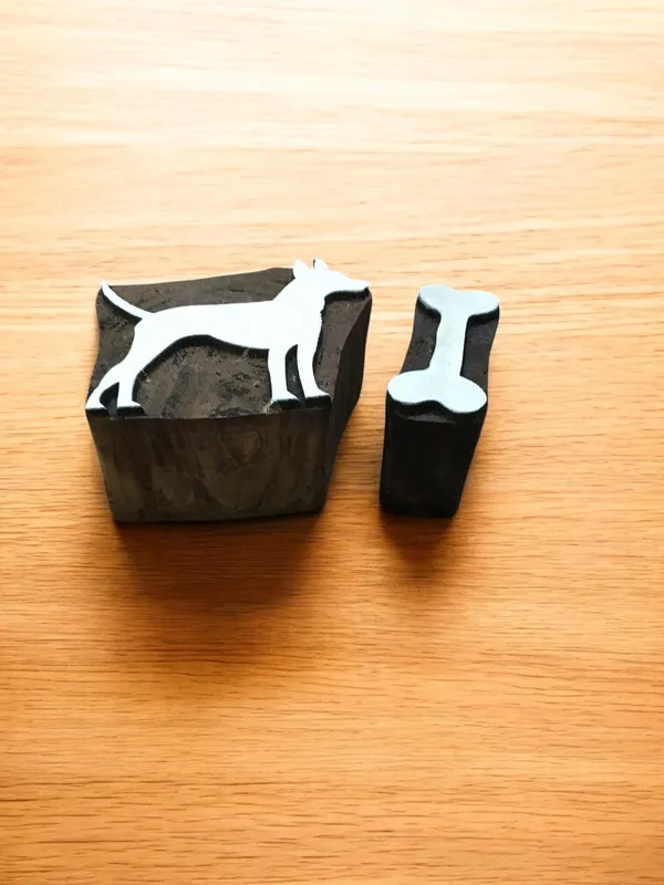 Indian Wooden Printing Block - Dog & Bone