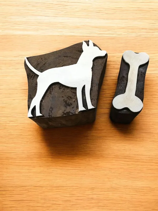 Indian Wooden Printing Block - Dog & Bone