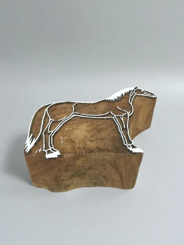 Small Horse Carved Wood Stamp, Textile Printing Block