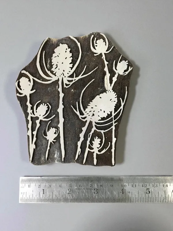 Teasel Full  hand carved Indian wood printing block; textile stamp; pottery stamp,