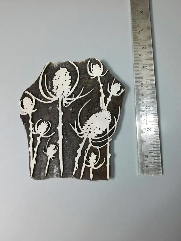 Teasel Full  hand carved Indian wood printing block; textile stamp; pottery stamp,
