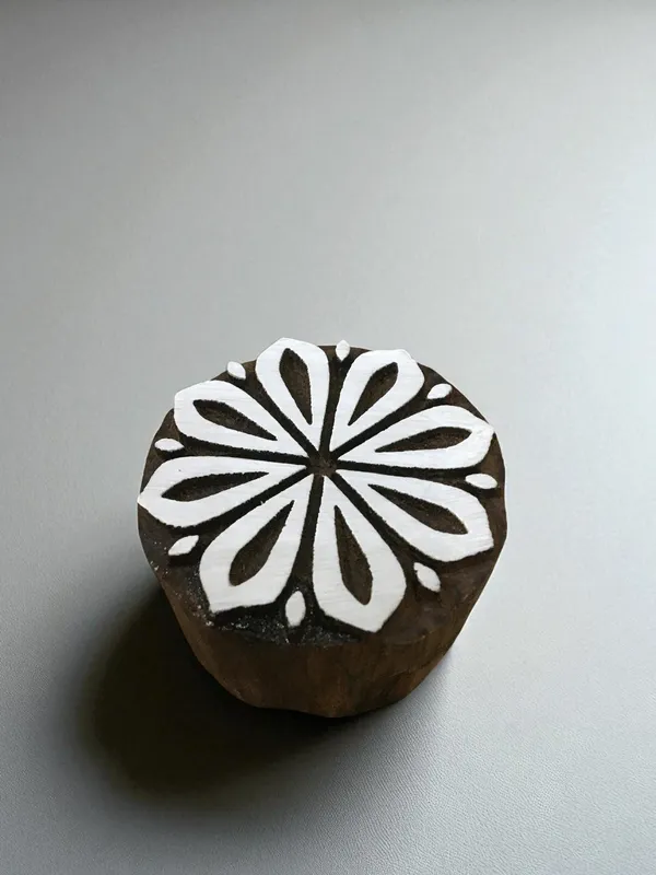 Medium Leaves Mandala  hand carved Indian wood printing block; textile stamp; pottery stamp,