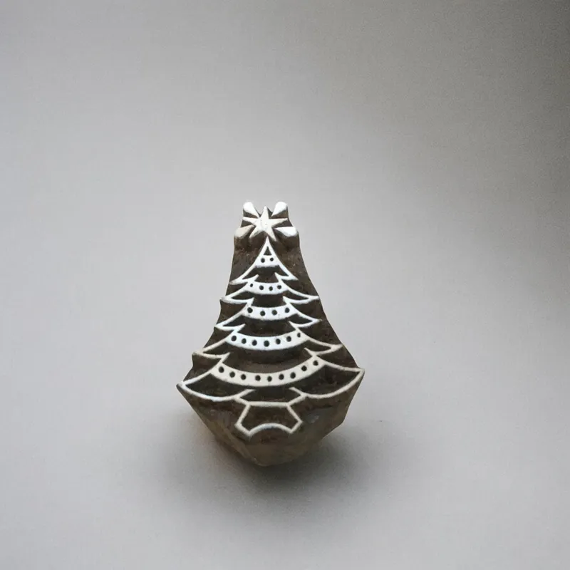 Oriental Christmas Tree  hand carved Indian wood printing block; textile stamp; pottery stamp,