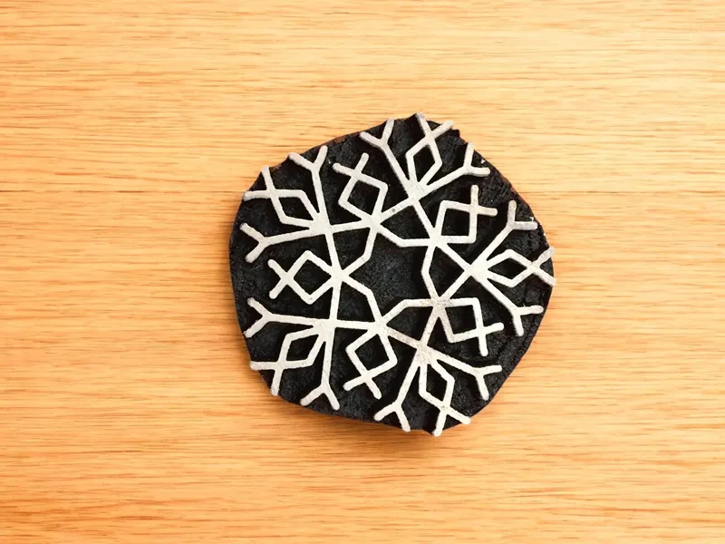 Snowflake Wood Block Stamp: Hand Carved Textile Printing, Set of 10