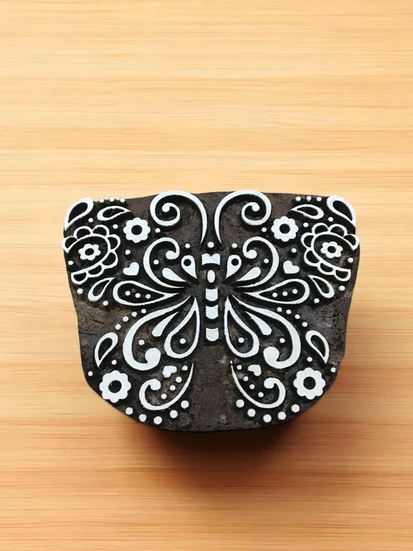 Hand Carved Butterfly Wood Stamp – Indian Textile Block