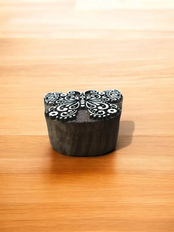 Hand Carved Butterfly Wood Stamp – Indian Textile Block