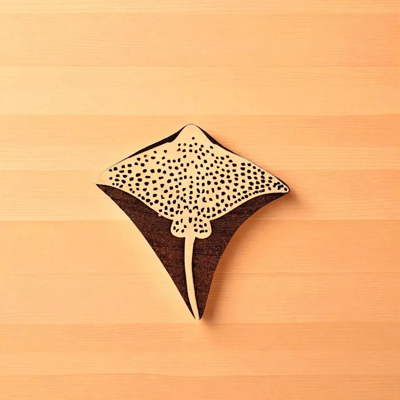 Stingray Wood Stamp, Hand Carved Indian Printing Block