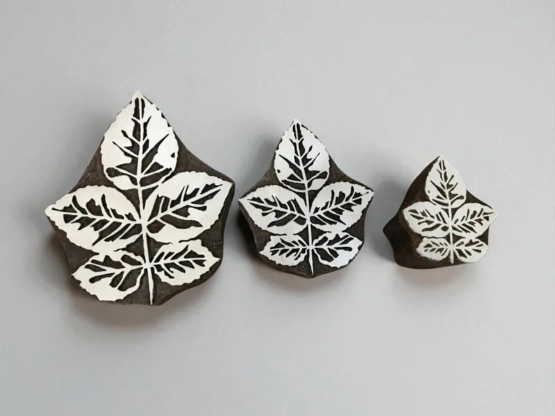 Rose Leaves,  hand carved Indian wood printing block; textile stamp; pottery stamp,
