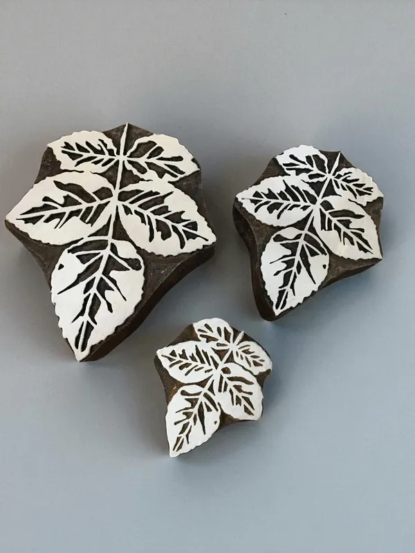 Rose Leaves,  hand carved Indian wood printing block; textile stamp; pottery stamp,