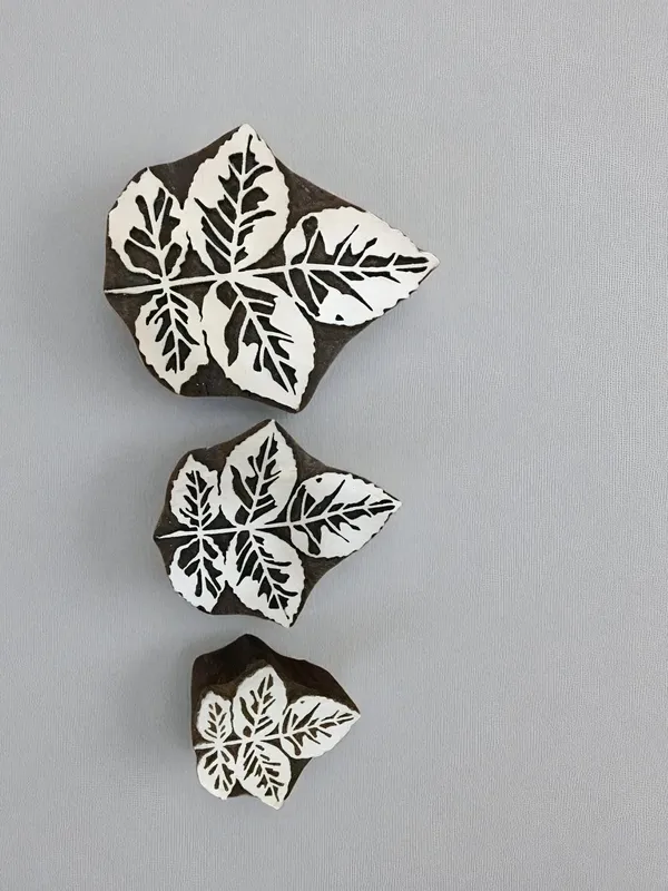 Rose Leaves,  hand carved Indian wood printing block; textile stamp; pottery stamp,
