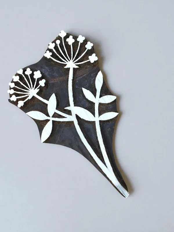 Botanical Seedhead,  hand carved Indian wood printing block; textile stamp; pottery stamp,
