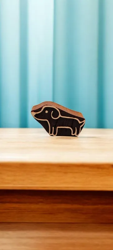 Dachshund Puppy Wooden Printing Block – Indian Textile Stamp